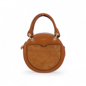 Ted Baker Tan Round Leather & Suede Top-Handle Bag